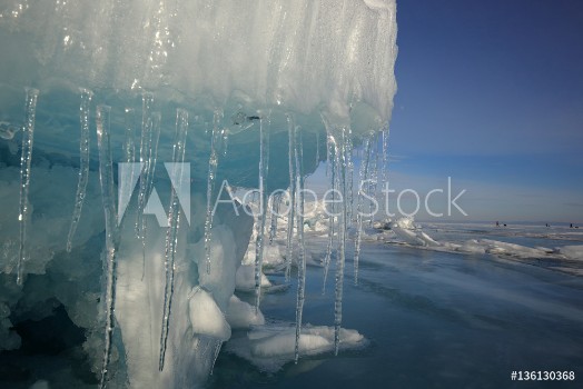Picture of On lake Baikal in winter Ice block on the ice field in the group of hummocks